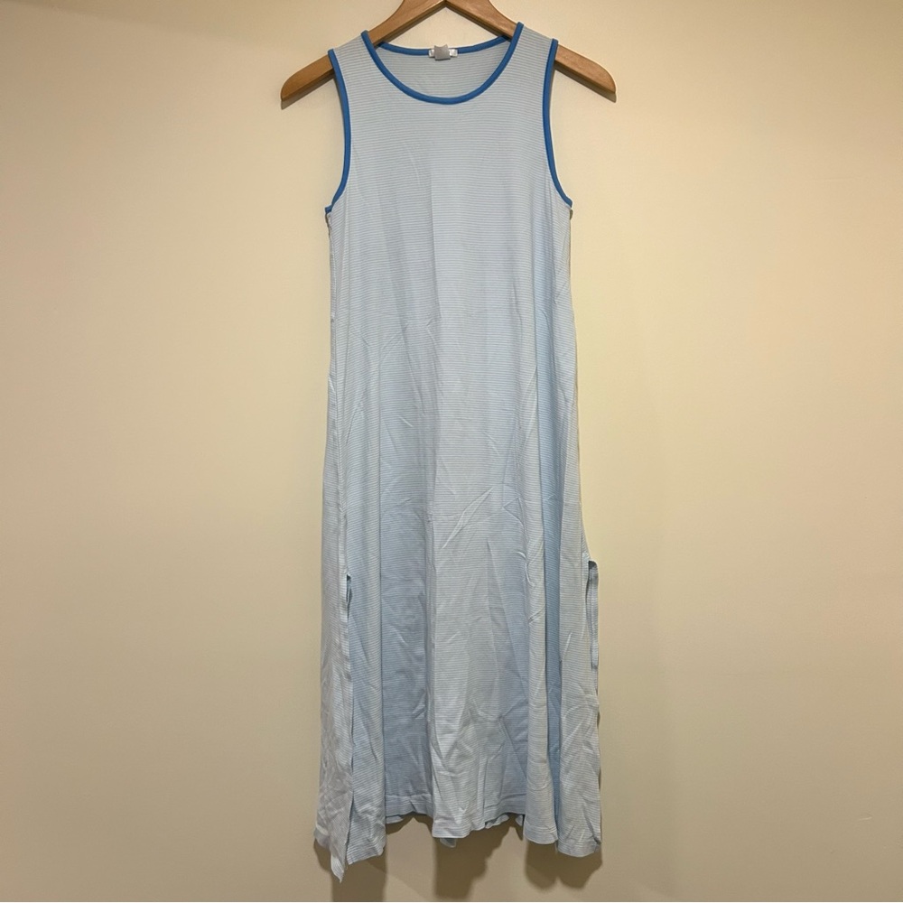 LAKE Pima Cotton Blue Striped Nightgown in White & Blue Size XS